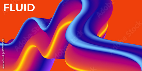 Trendy abstract design template with 3d flow shapes. Dynamic gradient composition. Applicable for landing pages, covers, brochures, flyers, presentations, banners