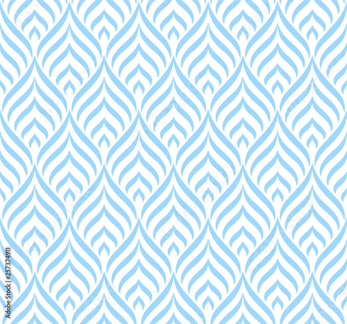 Abstract leaves pattern. Blue and white texture. Seamless background. Vector illustration.