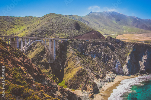 Big Sur California beach. Bixby bridge