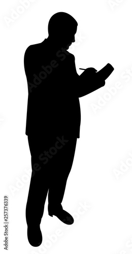 man writing silhouette vector