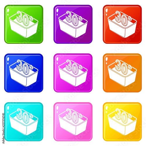 Hand wash 30 degrees celsius icons set 9 color collection isolated on white for any design