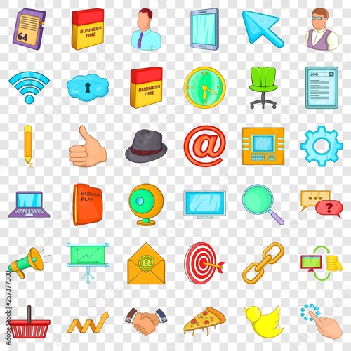 Work space icons set. Cartoon style of 36 work space vector icons for web for any design