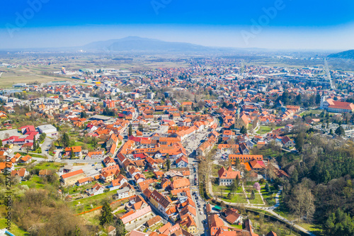 Croatia, Samobor, panoramic view frome drone over city center
