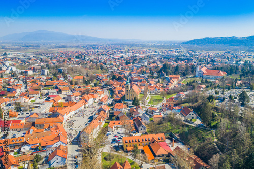Croatia, Samobor, panoramic view frome drone over city center