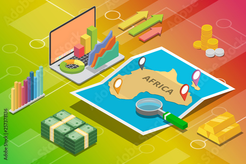 africa continent business economy growth country with map and finance condition - vector illustration