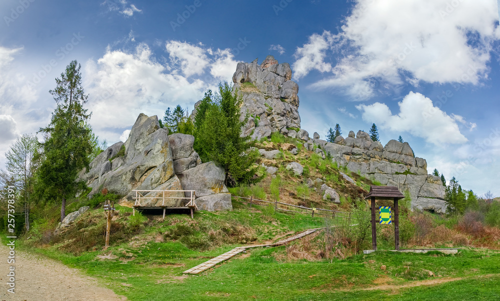 Fortress of Tustan - medieval Old Rus rock fortress-castle, Ukraine