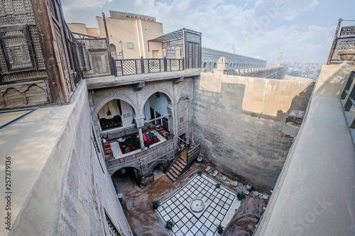 CAIRO, EGYPT, January 24, 2018: Old traditional eastern city courtyard of a private house near the Mosque of Ahmad Ibn Tulun © Konstantin
