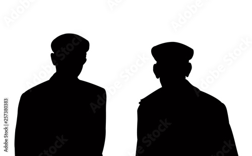 two men heads silhouette vector
