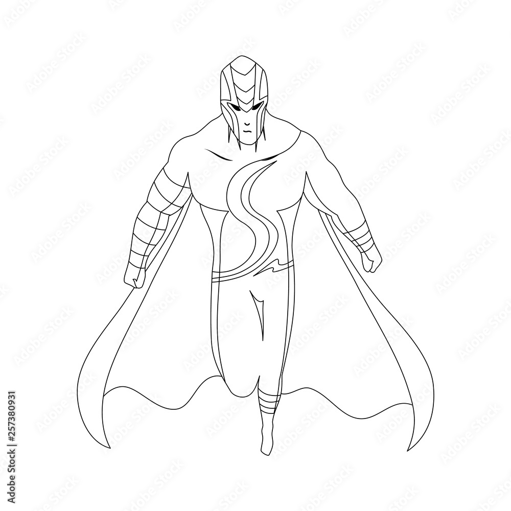 Superhero for coloring book isolated. Comic book vector illustration