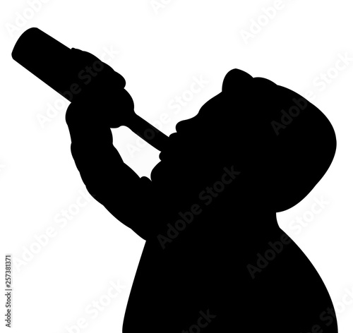 man drinking silhouette vector