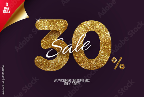Shine golden sale 30% off, made from small gold glitter squares, pixel style. For sale and discount offers.