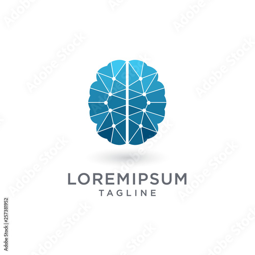 brain logotype illustrated in a low poly vector style 