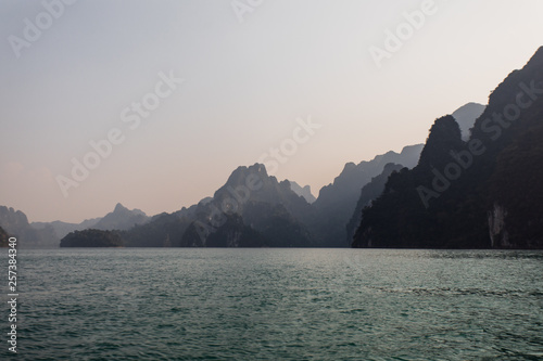 Three rocks in Cheow Lan Lake, Khao Sok National Park at Suratthani,Thailand