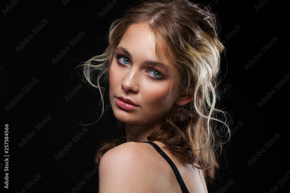 Make up beauty. Close up beautiful blonde fashion young woman Make up beauty. Close up beautiful blonde fashion young woman