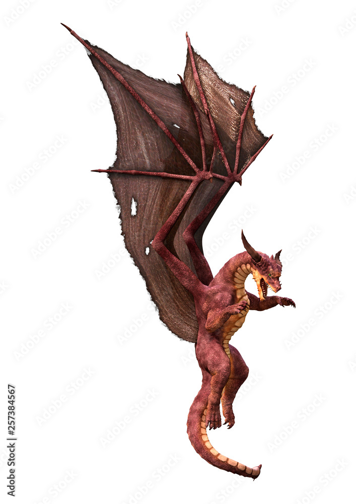 Fototapeta premium 3D Rendering Fairy Tale Dragon on White