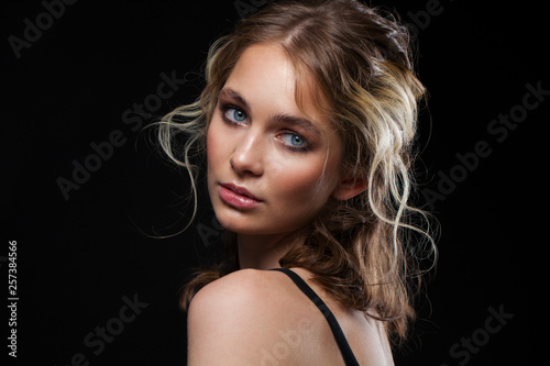 Make up beauty. Close up beautiful blonde fashion young woman