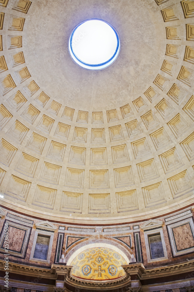 Oculus on the top of Pantheon in Rome, Italy