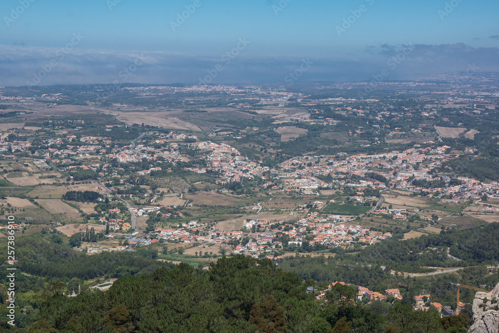 sight over sintra from national palace da pena