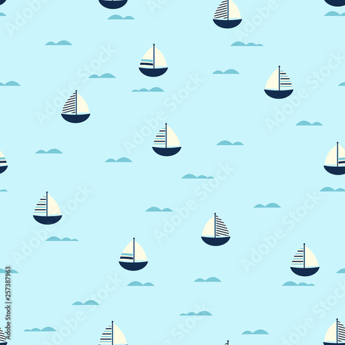 boat cute seamless pattern