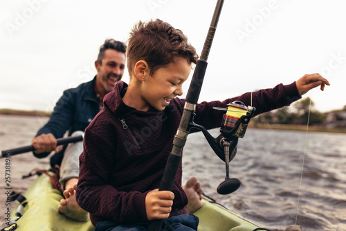 Canvas Print Boys enjoying fishing