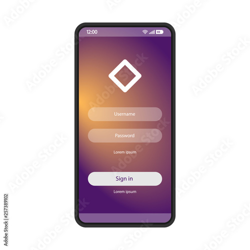 User authorization smartphone page vector template