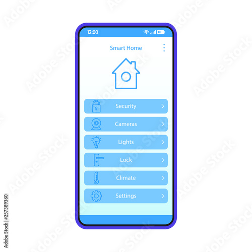 Smart home app interface vector template