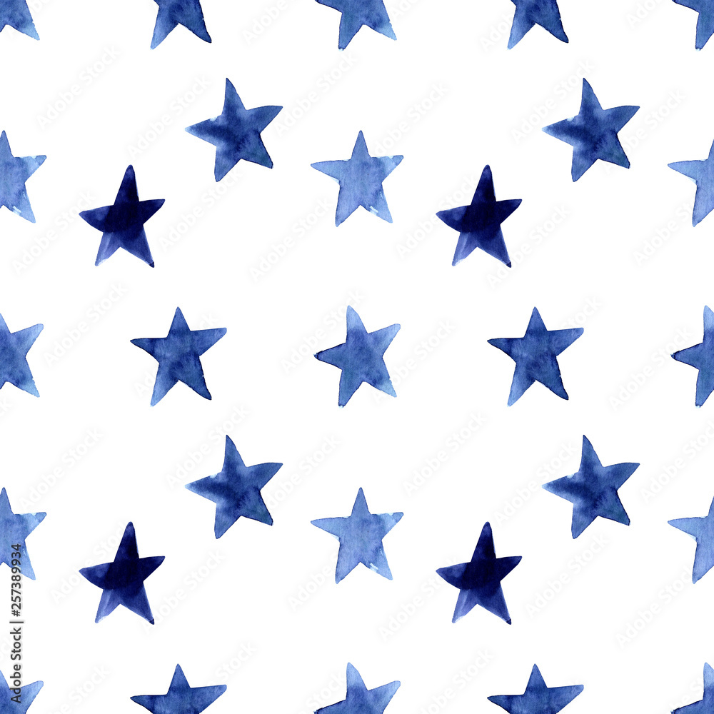 seamless-pattern-with-indigo-blue-watercolor-simple-stars-hand-painted-navy-blue-modern-star-gift-wrap-print-cloth-cute-background-for-a-card-isolated-on-white-background-cute-artistic-clip-art-stock