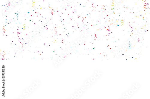 Celebration background template with confetti Colorful ribbons frame. luxury greeting rich card.