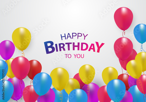 Happy Birthday balloons Colorful celebration background with confetti. - Vector