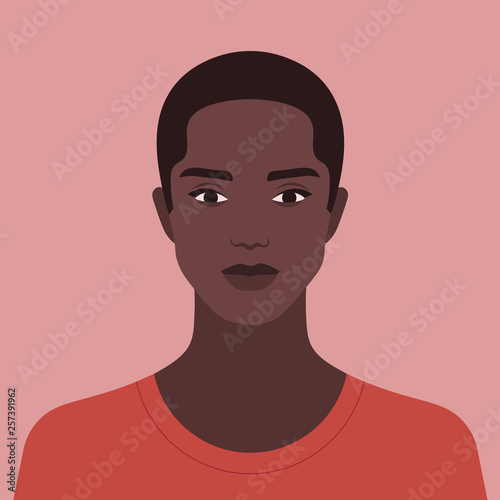 Portrait of an African man. Diversity. Nations and races. American student. Vector flat illustration
