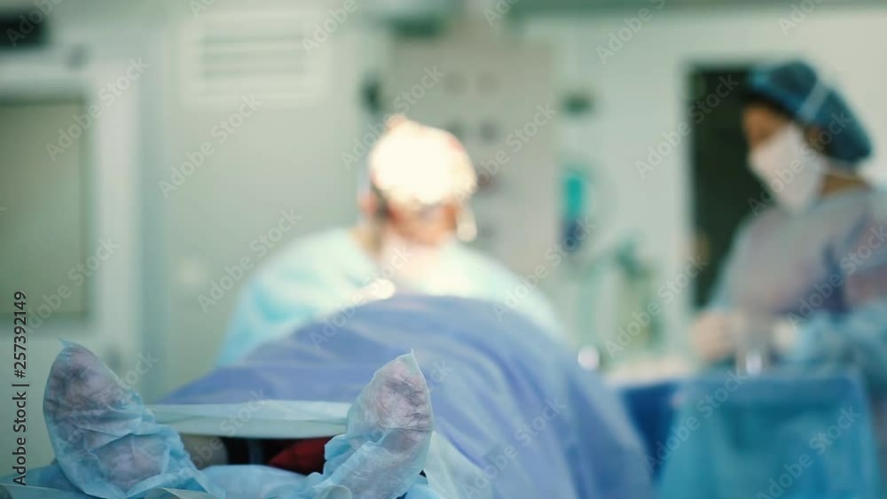 blurred background of surgery in a medical operating room