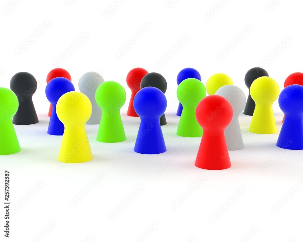 Game figures in different colors isolated on white background Game figures in different colors isolated on white background