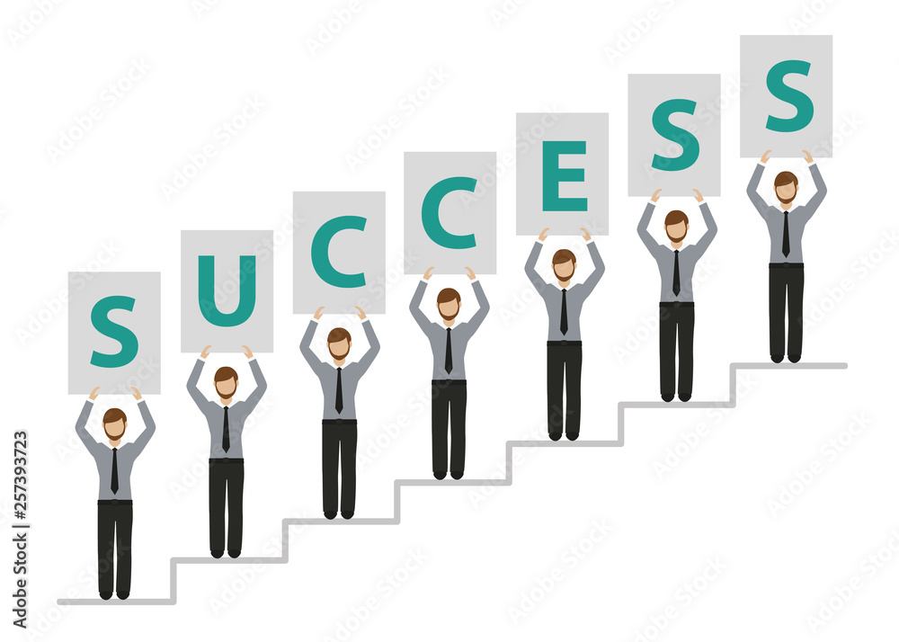 people on success stairs business men character vector illustration EPS10