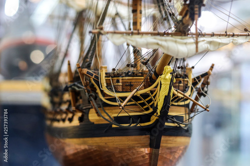 Fotografía Galleon model detail made of wood. Useful as hobby example.