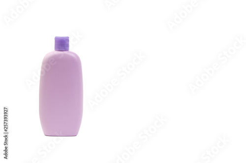 Baby oil or shampoo bottle isolated on white background. Healthcare and business concept