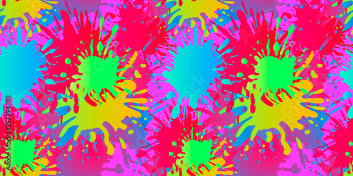 Vector Liquid Shapes Seamless Pattern, Paint Splatters, Fluid Background, Bright Colors.