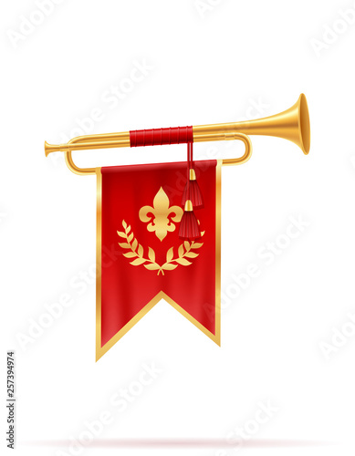 king royal golden horn trumpet vector illustration