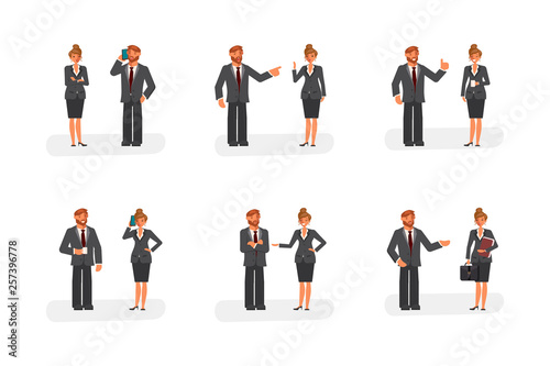 Smart businessman and woman characters 