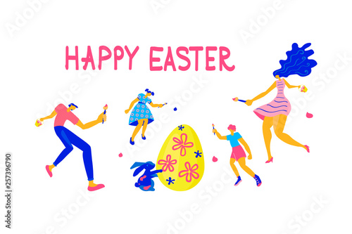 Happy Easter Horizontal greeting banner. 