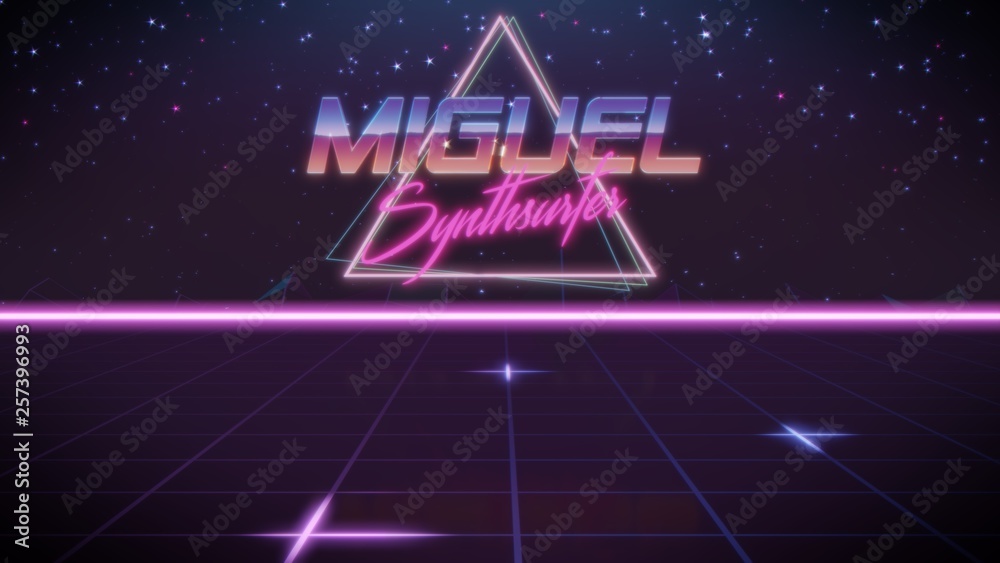 first name Miguel in synthwave style first name Miguel in synthwave style