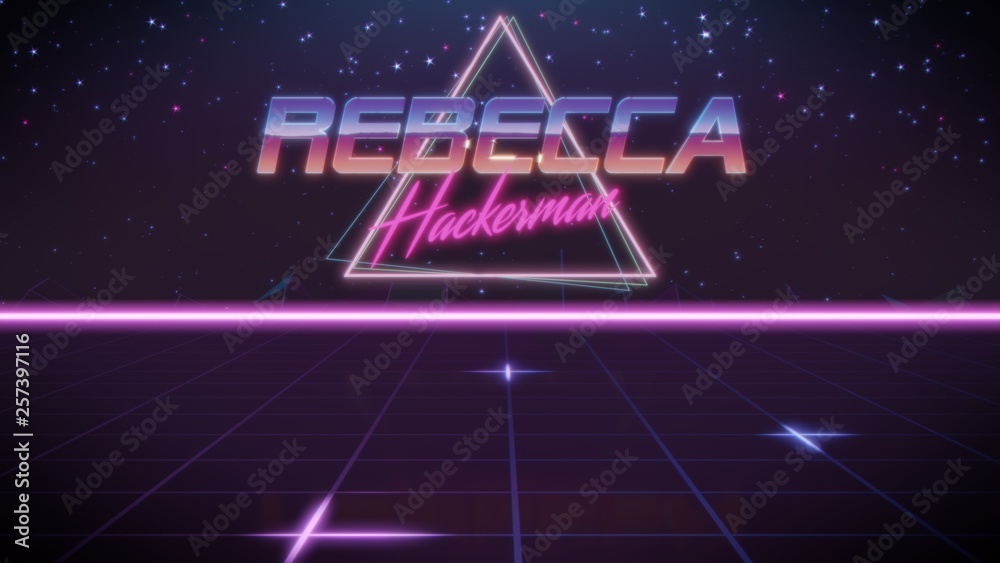 first name Rebecca in synthwave style