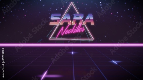 first name Sara in synthwave style