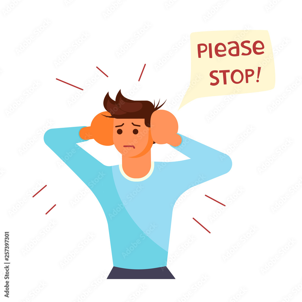 Young man closes his hands from the attack. Please stop! Young man closes his hands from the attack. Please stop!