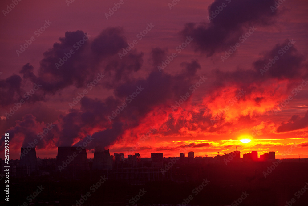 Fototapeta premium sunset over the city