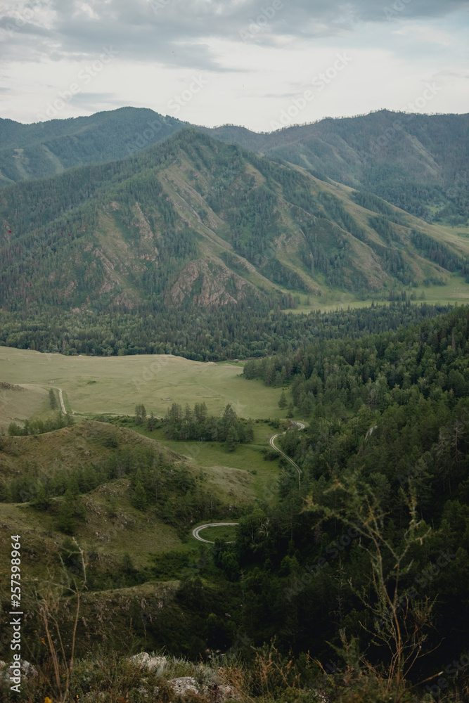 The beauty of a sunset the beauty of a valley in the Altai