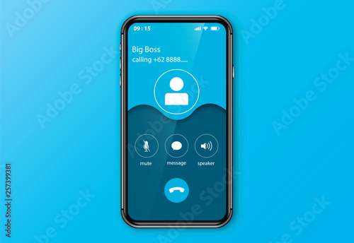 calling screen user interface. ux ui mockup realistic smartphone