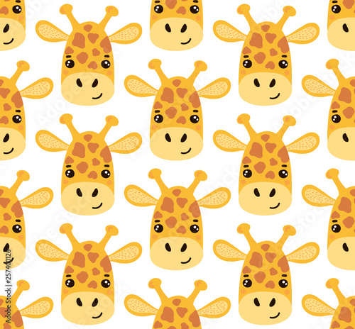 Fototapeta Naklejka Na Ścianę i Meble -  Giraffe cute seamless vector pattern