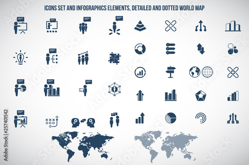 Universal business management, training and human resources icon set. Universal icons for web and mobile. Vector.	