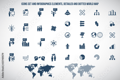 Universal business management, training and human resources icon set. Universal icons for web and mobile. Vector.	