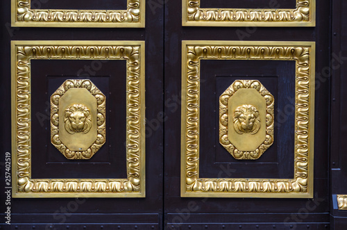 historic door with gilded decoration in neo-classical style